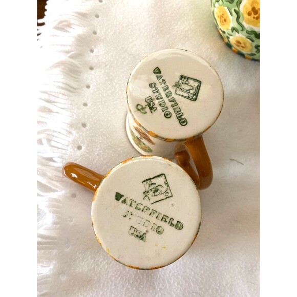 Vintage 90s Waterfield Studio Teapot Mug Set Tea Coffee Handmade Pottery Cottage - Picture 9 of 9